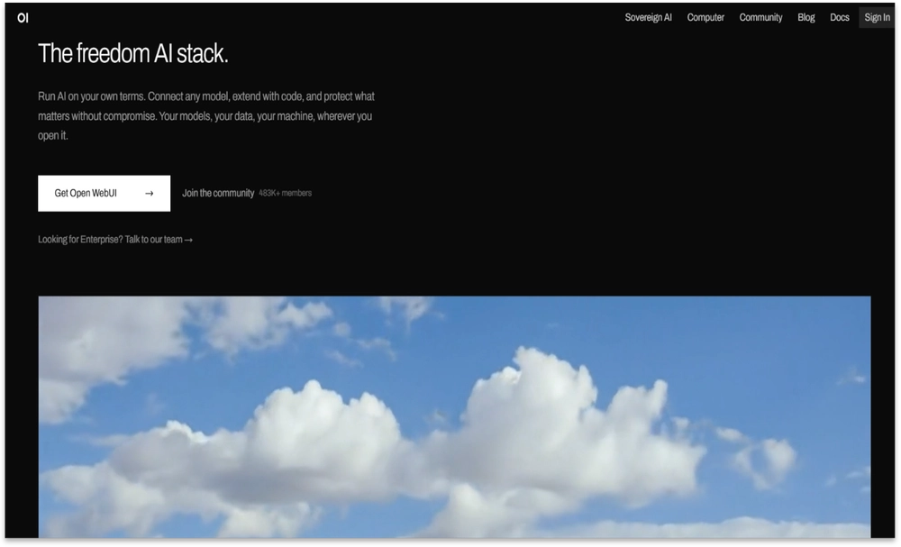 Open WebUI homepage screenshot