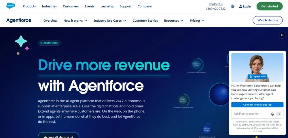 Salesforce Agentforce homepage: Drive more revenue with Agentforce
