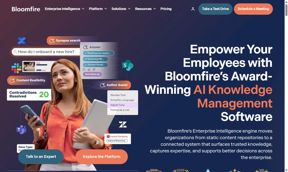 Bloomfire homepage screenshot