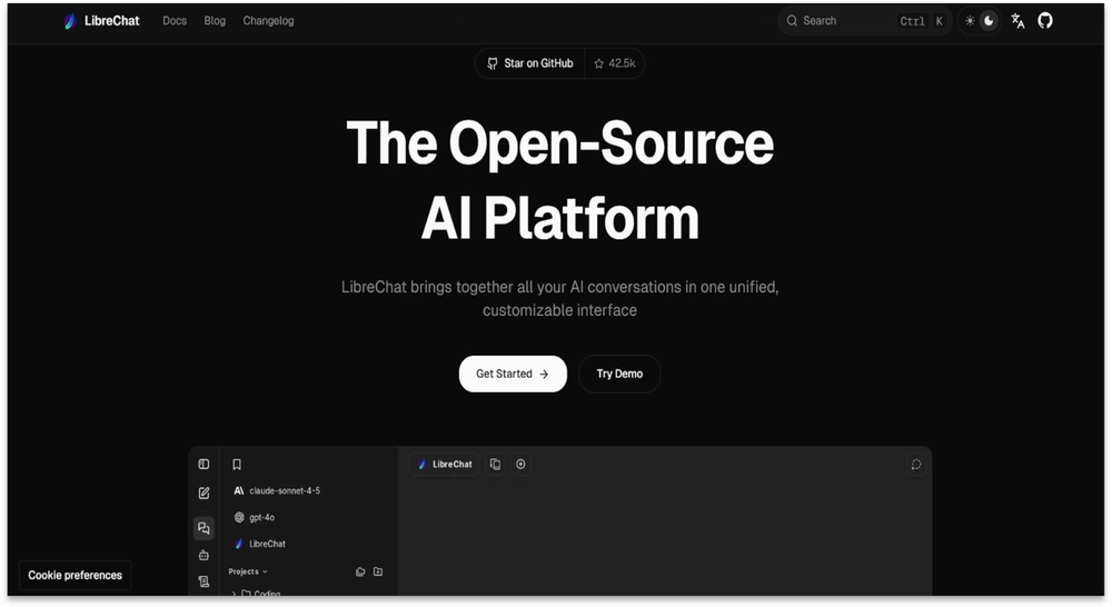 LibreChat homepage screenshot