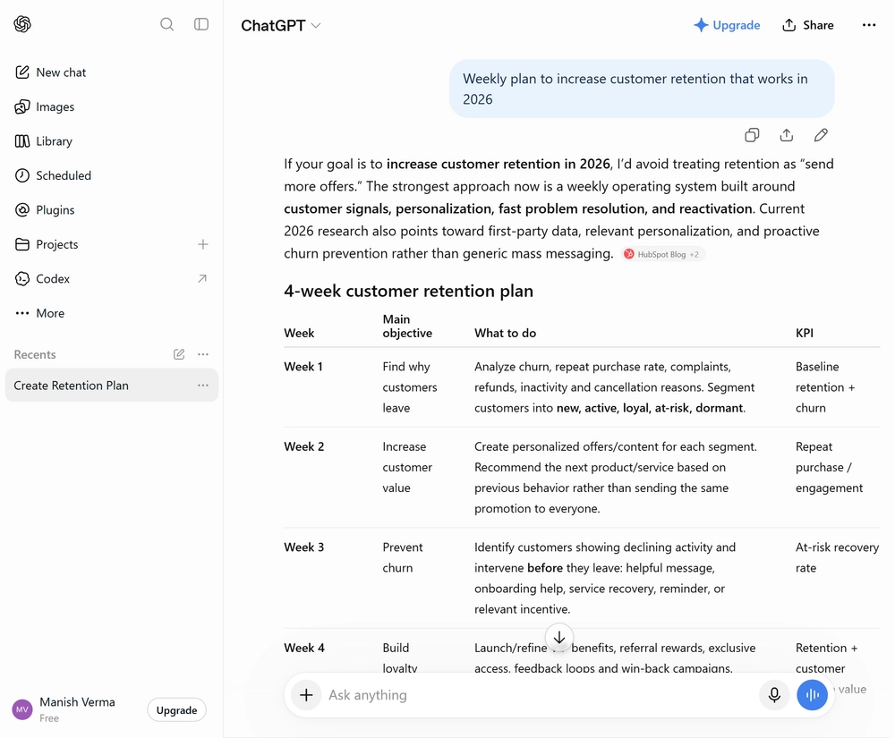 ChatGPT chat screenshot