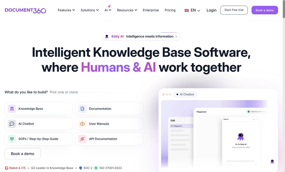 Document360 homepage screenshot