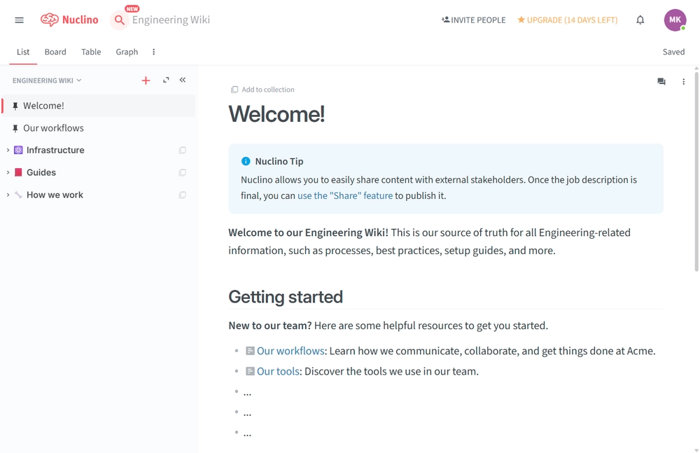 Nuclino webapp screenshot