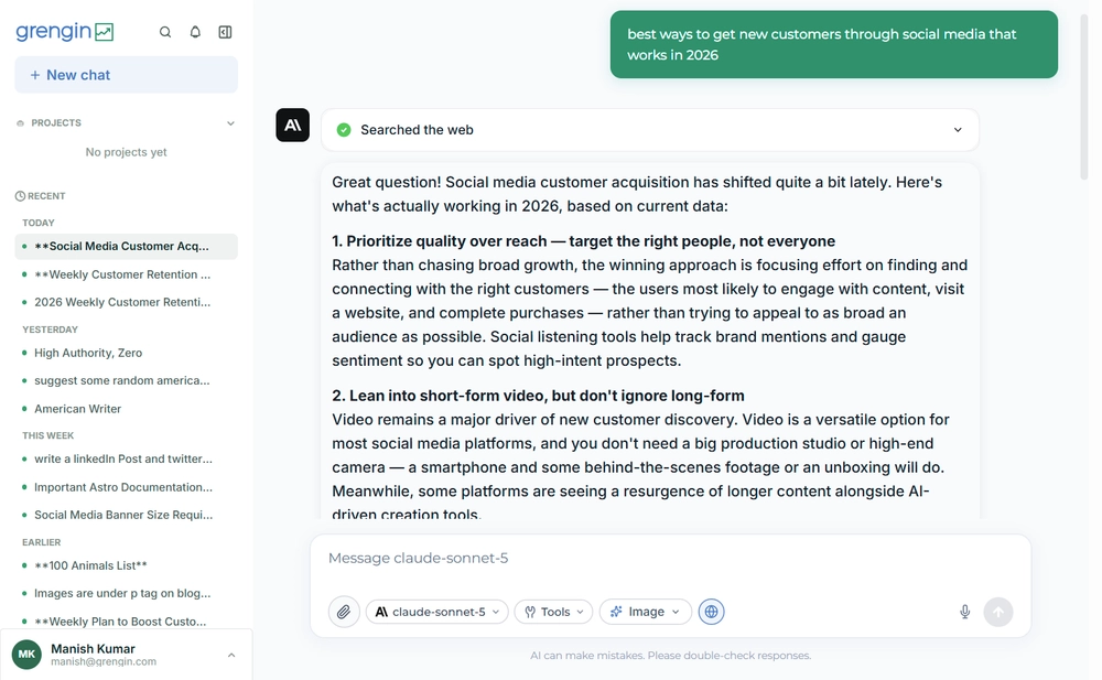 Grengin chat screenshot