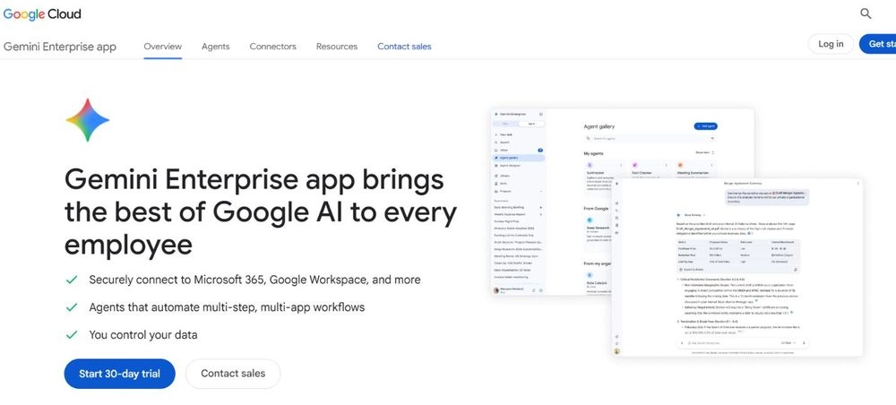 Google Cloud Gemini Enterprise app homepage: Gemini Enterprise app brings the best of Google AI to every employee