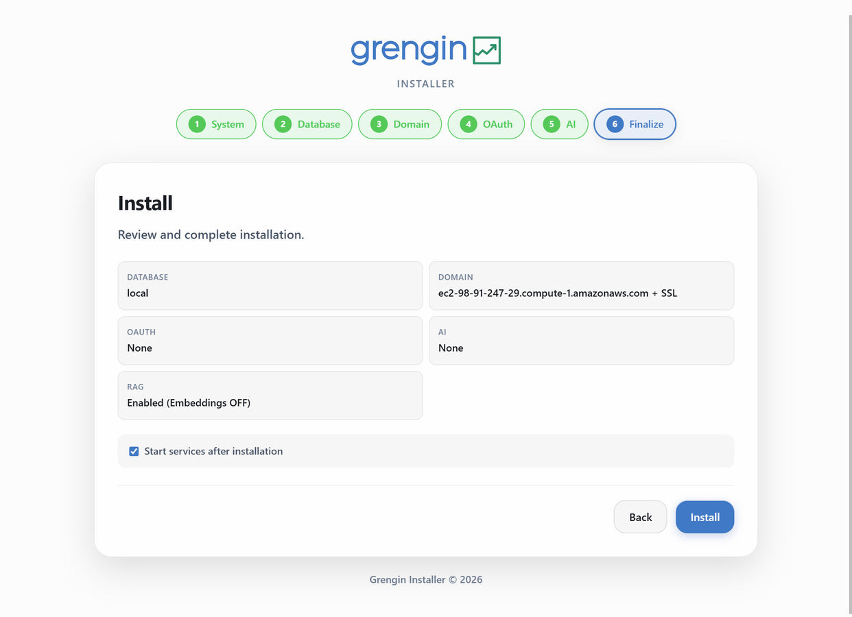 Grengin installer final step