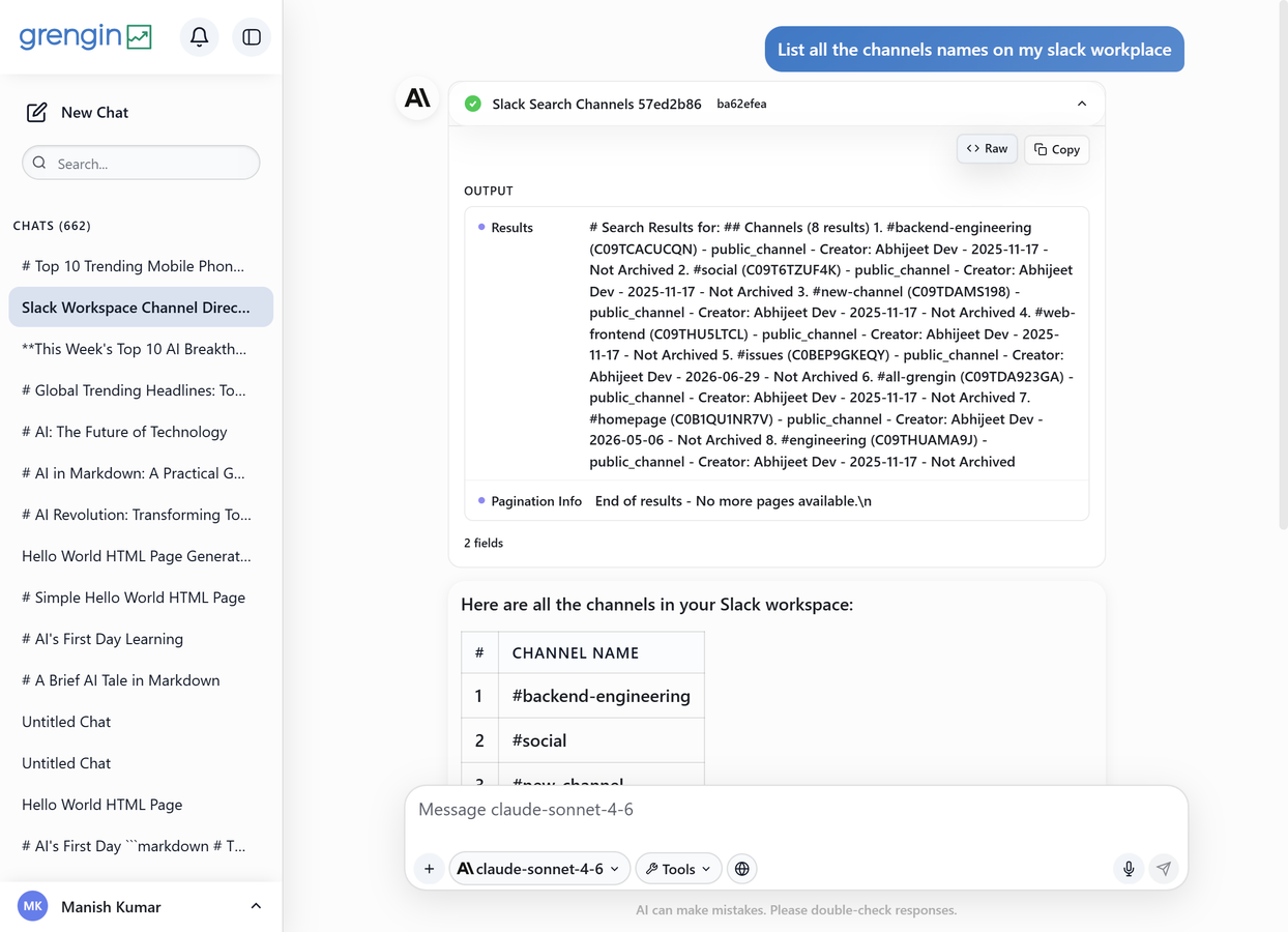 Grengin connector slack