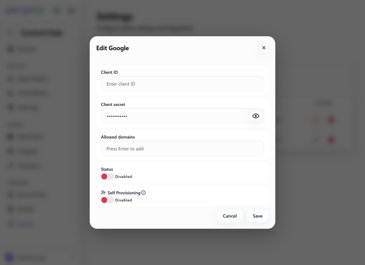 Grengin edit sso settings